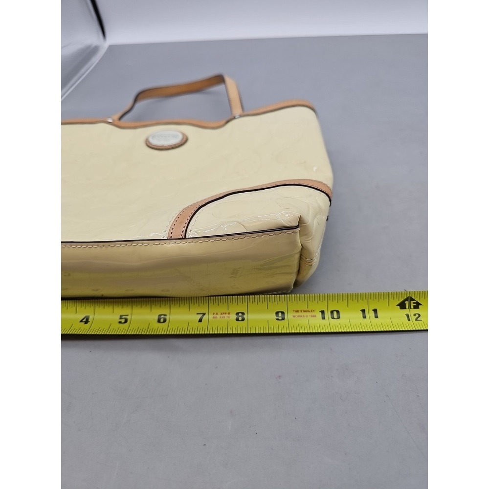 Coach Bag Peyton Embossed Patent Leather Tote Pastel Yellow Y2K Style Shoulder - Picture 7 of 7
